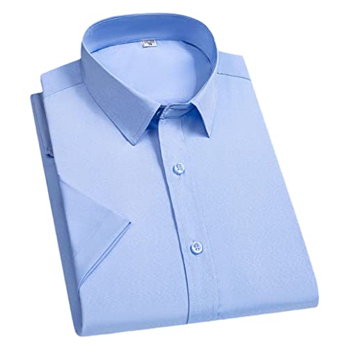 Chemise à manches courtes homme bleu clair S en coupe droite extensible