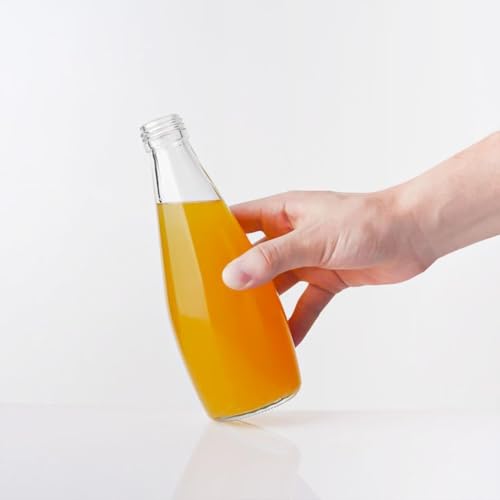 Image of Glassbunny 250ml Transparent Glass Bottle with Stainless Steel Lid & Anti-Slip Bottom, Leak-Proof, Reusable for Water, Juice, Smoothies, Milk for Home, Office, Gym & Travel (Pack of 4)