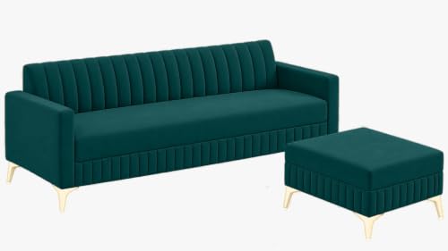 Image of AMATA Falcon 4 Seater L Shape Suede Velvet Fabric Oceanblue Colour Sofa Set with Two Cushions Perfect for Home Office Guests Living Room (Falcon Oceanblue, Falcon 4 Seater l Shape)(3 Year Warranty)