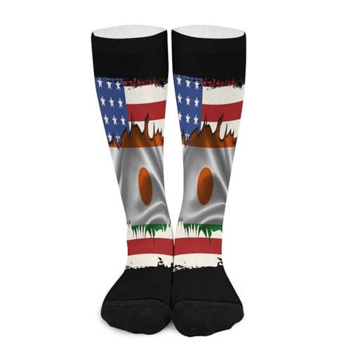 Melbrakin Amérique Niger Nigerien Amitié Drapeau Chaussettes de compression pour femmes et hommes, mi-hautes, idéales pour la course à pied et les voyages.