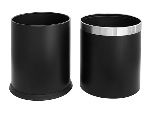 Image of Corby Thornton Double Layer Hotel Waste Trash Can in Black, 9.5Qt