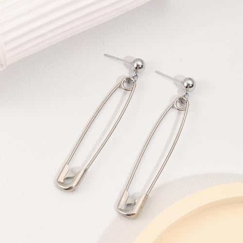 Paper Clip Earrings Stainless Steel Minimalist Safety Pin Silver Earrings Halloween Vampire Jewelry for Monster Cosplay Party2