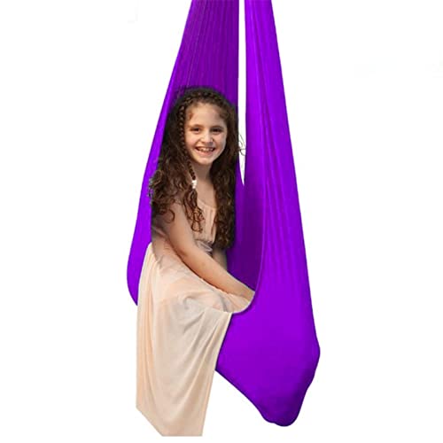 QHY Hamaca para Exteriores Columpio Terapia para Adultos Y Niños Interior Hamaca Suave para Colgar Silla para Yoga Acampar Al Aire Libre (Color : Deep Purple, Size : 100x280CM/39x110in) Cover