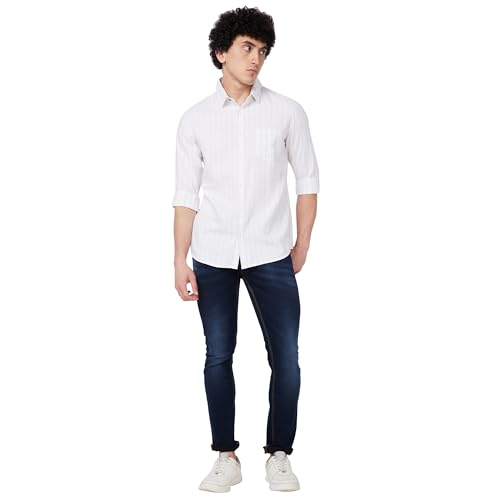 Image of Spykar Men's Regular Fit N /A Full Sleeve Striped Casual Shirts