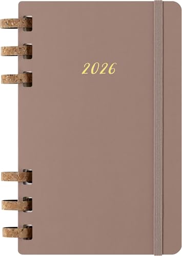 Moleskine Life Planner 2026, Agenda Semanal y Mensual Espiral 12 Meses, Tapa Dura y Cierre Elástico, Color Almendra, Formato Grande 13x21 cm