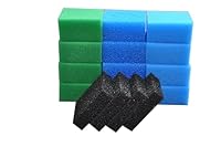 SANLILI Kompatibler Satz Filtermedien für Juwel Compact/Bioflow 3.0 M (4 x Blaue Schwämme (fein), 4 x Blaue Schwämme (grob), 4 x Grüne Schwämme & 4 x Aktivkohle-Schwämme)