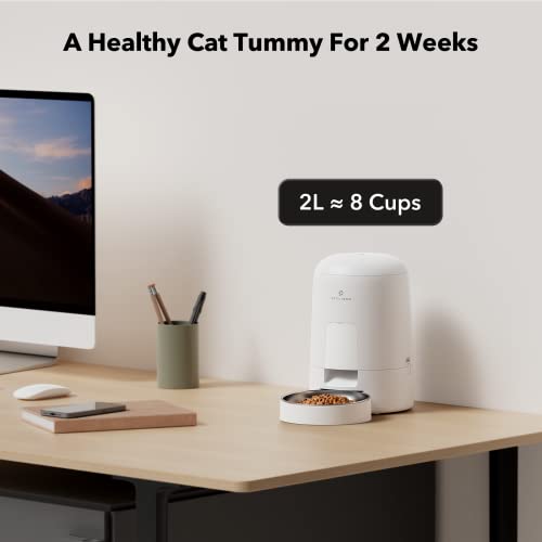 Image of PETLIBRO Automatic Cat Feeder, Cat Food Dispenser Battery-Operated with 180-Day Battery Life, AIR Timed Pet Feeder for Cat & Dog, 2L Auto Cat Feeder, White