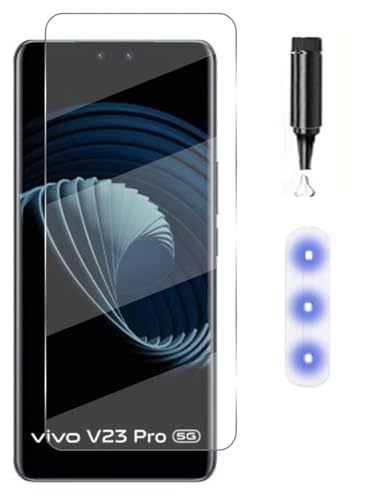 Image of MACLEN Ultra Premium HD Adavnced Glue UV Curved Tempered Glass for Vivo V23 Pro 5G | With HD clearity full curved edge protection and Installation Kit