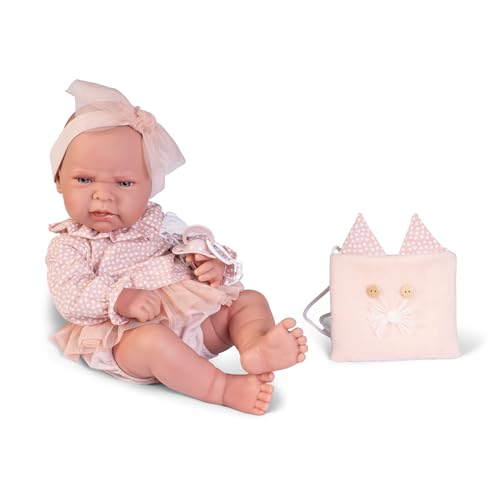 Antonio Juan Poupées Nouveau-né Lea Sac Chaton | Douceur et Chaleur en Vinyle | Collection 2024 | 42 cm - Réf. 50403