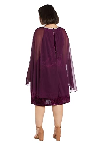 Image of R&M Richards Women's Metallic Foil Print Bodycon Dress W /Draped Capelet - Knee-Length Cocktail Party Outfit