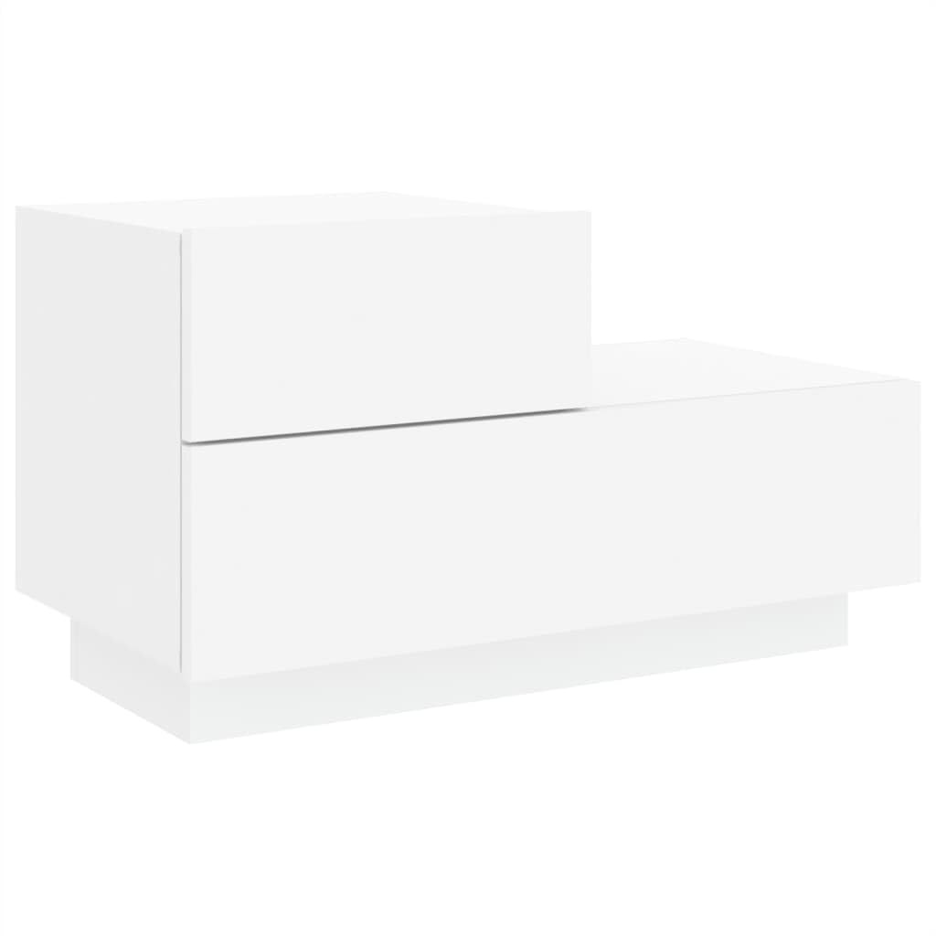 Stolik nocny z białymi światłami 70x36x40,5 cm, stoliki nocne do sypialni, stolik nocny, zagłówek i stoliki, szafka pod drzwi - 836777