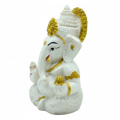 Image of VAMA Ganesh Idol for Car Dashboard Siddh at Chintamani Ganesha Temple, Ujjain | Lord Ganesha Idol for Car | Ganesh Murti | Ganpati Idol for Home Decor, Office Desk, Mandir and Gift 3.5 Inches (White)
