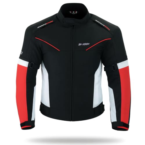BI ESSE Giacca Giubbino Tessuto Moto Scooter Viaggio Sfodrabile Ventilata (IT, Testo, M, Regular, Regular, Rosso)