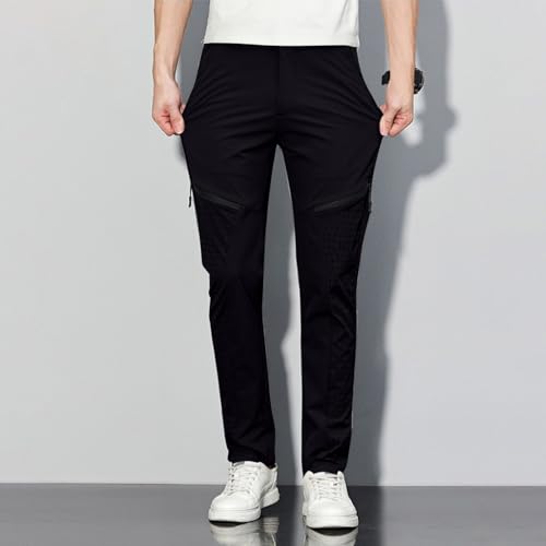 Men's Ice Silk Quick Dry Sweatpants Breathable Running Workout Pants with Zipper Pocket Straight Leg Joggers2