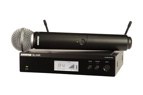 Shure BLX24R/SM58 Rack-Mount Wireless Audio System J11 Band (596–620 MHz) – BLX4R Receiver, BLX2 Transmitter with SM58 Dynamic Mic, Up to 14 Hr Battery, 300 ft Range by Shure - Used condition - US$431.82