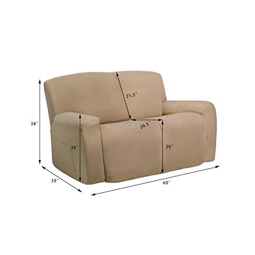Image of Easy-Going 2 Seat Recliner Loveseat Cover for Dogs- 6 Pieces Stretch Sectional Recliner Sofa Slipcover for 2 Cushion Couch, Washable Furniture Protector with Elasticity (Recliner Loveseat,Dark Gray
