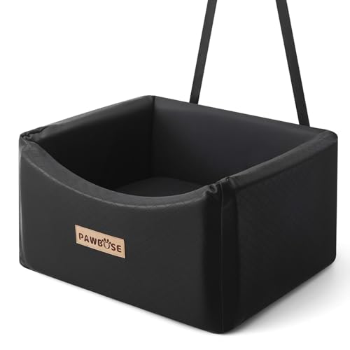 Seggiolino Auto per Cani, Letto per cani da auto in pelle per cani di media fino a 15 kg, Seggiolino auto per cani con cintura di sicurezza per cani, Seggiolino auto per animali domestici rialzato