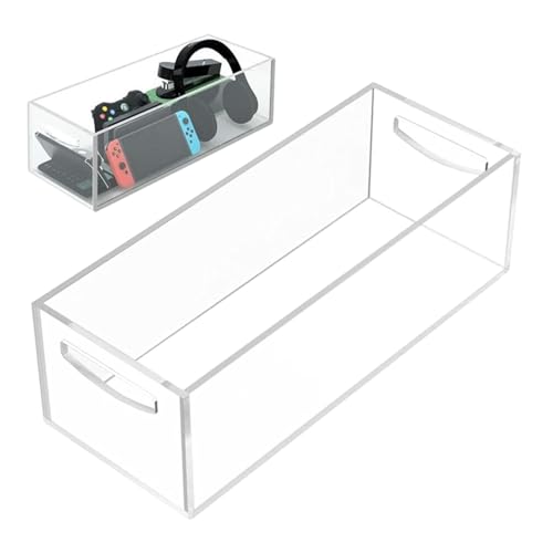 Bandeja de almacenamiento de cocina multipropósito – Bandeja de almacenamiento multiusos, bandeja de almacenamiento acrílica, contenedor de despensa con 2 asas | de almacenamiento portátil con