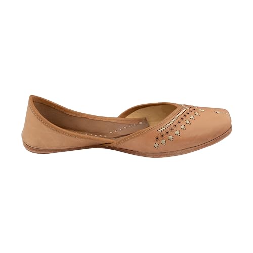 Image of KORAKARI Women's Traditional Ethnic Amber Punjabi Jutti, Leather Flat Comfortable Mojaris for Girls