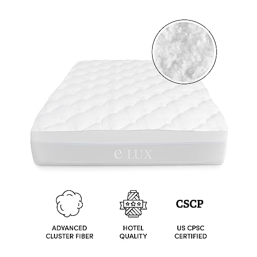 ExceptionalSheets Pillow Top Mattress Pad - Found in Marriott Hotels with Fitted Skirt and 18" Deep Pockets - Supportive Pillowtop Mattress Pad Cover with Cluster Fiber - Full Size