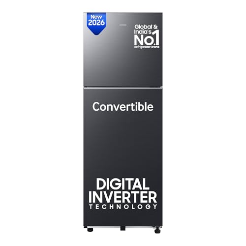Image of Samsung 236 L, 3 Star, Convertible, Digital Inverter Frost Free Double Door Refrigerator (RT40H28U3FHL, Black DOI, 2026 Model)
