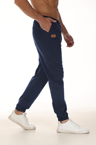 LIUPMWE Pantalones de Trabajo Hombre Casual Elásticos Jogging Pantalón Algodón Slim Fit Cargo Pants con Bolsillos Otoño Inviernos,Azul,M - imagen 2