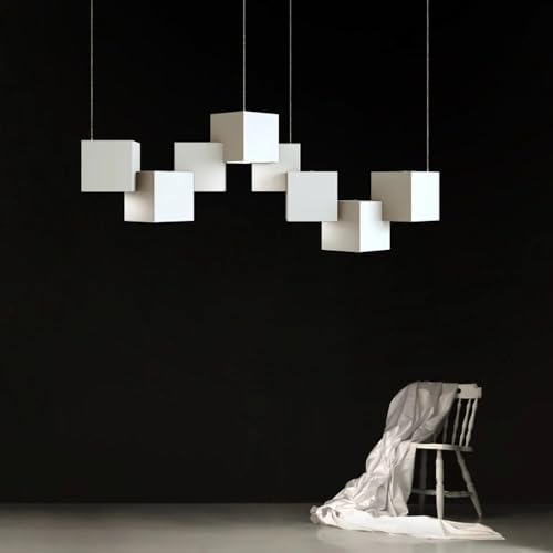 Lampe suspendue Cube magique noir 7 têtes pour salon