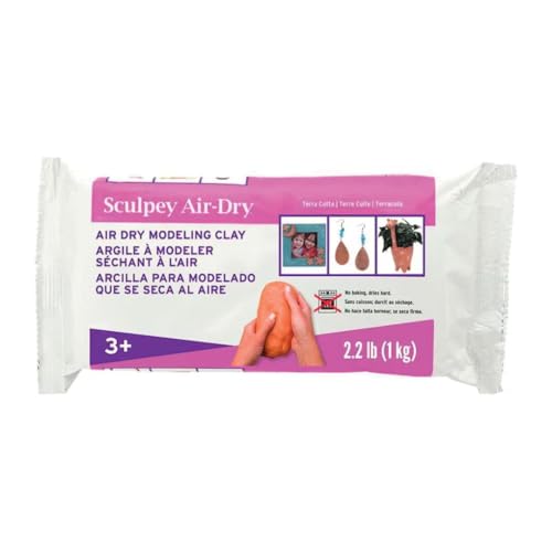 Image of Sculpey Air-Dry, Premium Air Dry Clay, Terra Cotta, No Baking Required, 2.2 lb. (1 kg), Pack of 3, 6.6 lbs. Total