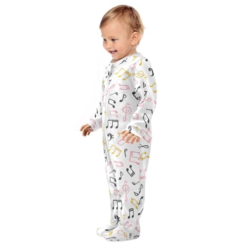 Dussdil Gold Black Pink Music Notes Baby One-Piece Footies Newborn Boys Girls Rompers Pajamas Sleep Play Footed Pjs4