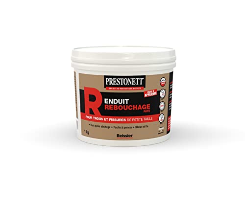 PRESTONETT REBOUCHER - POT de 1 KG - Prêt à l'Emploi - Enduit de Rebouchage Blanc en Pâte - Usage Intérieur / Extérieur - Idéal pour le Rebouchage de Trous et Fissures de Petites Tailles - BEISSIER Cover