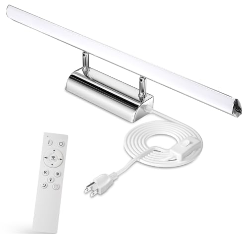Bonlux 9W Bathroom LED Vanity Light 22 inch, 3 Color Adjustable 3000K/ 4000K/ 6000K, Dimmable Wall Mounted Plug in Light Fixture with Remote Control Memory Function for Cabinet Mirror Lighting