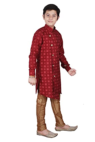 Kids Ethnic Indian Silk Floral Printed Kurta Sets For Boys| Pack Of 1 (S-139)3