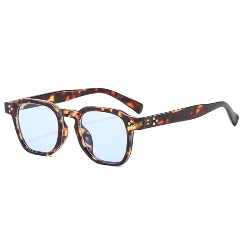 LJCZKA Small Polygon Sunglasses for Men and Women Retro Square Sunglasses Vintage Shades UV400 Protection