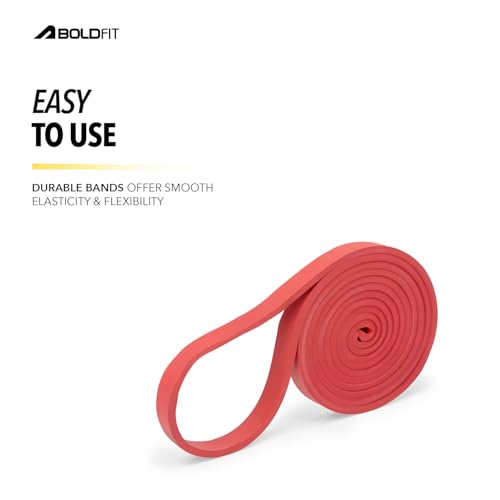 Image of Boldfit Heavy Resistance Band Set for Workout & Exercise Pull Up, Stretching & Toning Bands for Men & Women Resistance Band Set for Home & Gym Workouts, Red & Yellow 3-15 Kg (Pack of 2)