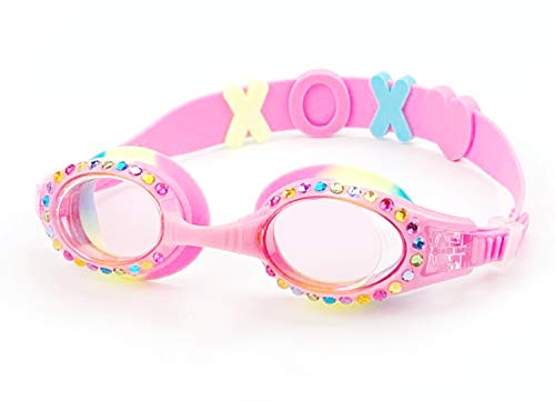 YUENREE Girls Swimming Goggles - Bling Swim Goggles for Girls Ages 3-14 - No Leak, Anti-Fog, UV Protection - with Hard Travel Case- Rainbow