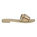 Guess Women's Elyze Sandal, Gold/Brown Logo 710, 7