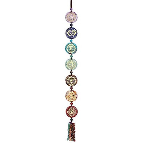 Top Plaza 7 Chakra Stones Hanging Ornament Chakra Symbols Healing Crystals Wall Decoration for Yoga Meditation Cover