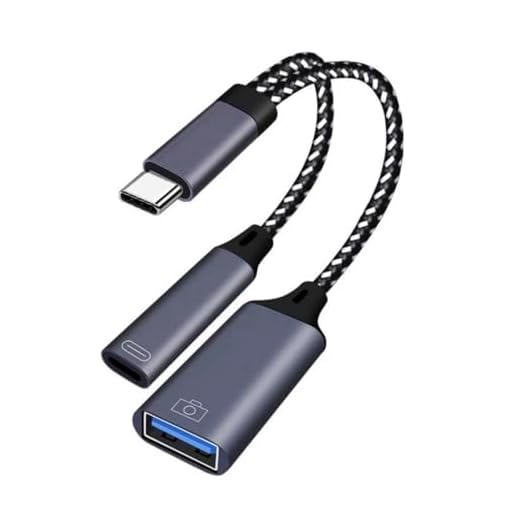 Kitbox Adaptador USB C Cable OTG Tipo C con Puerto Carga USB-C PD a 10W y OTG USB 3.0 Splitter USB C 2 en 1 para iPhone 15,Google Chromecast,Mac,iPad,Galaxy S21 S22 S23,U Disk,Mouse,Teclado,etc.