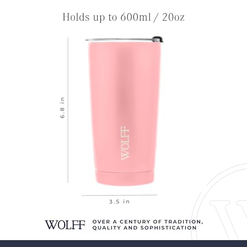 WOLFF Copo Térmico de Aço Inox Parede Dupla Com Tampa 600ml Rosé - Itens Para Viagem - Mantém a Bebi