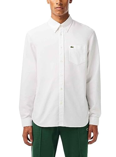Lacoste-Men S L/S Woven SHIRT-CH1911-00, Blanco, 44 (XL)