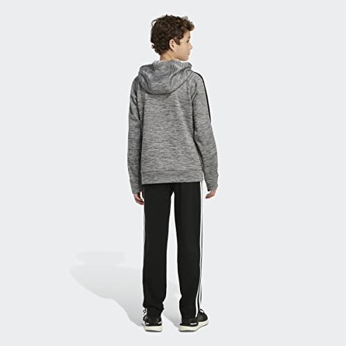 Adidas Boys' Zip Front Indicator Hooded Jacket, Charcoal Gray Heather, Medium (10/12) #TOP4