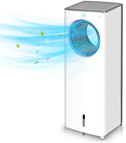 Evaporative Air Cooler-3-in-1 Portable Air-Cooling Fan, Instant Cool & Humidify with 3 Speeds, No Noise Tower Fan, No Dust, 3 Modes, 8H Timer, Bladeless Fan for Large Room Office