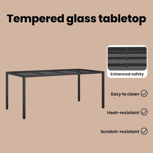 Table de jardin polyrotin noir 190 cm pour terrasse chic et patio - 6