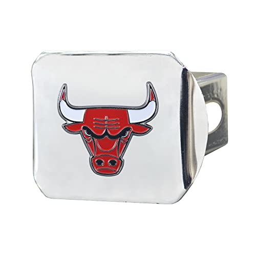 FANMATS NBA Chicago Bulls Chrome Metal Hitch Cover – Unique 3D Color Team Logo Molded Design – Easy Installation on Truck, SUV, Car or ATV - Ideal Gift for Student/Alumni/Fan