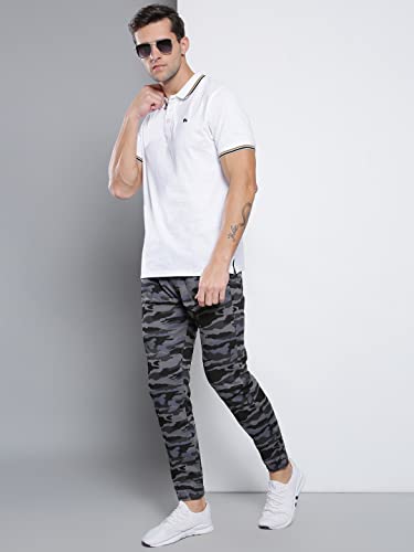 Image of Dennis Lingo Camouflage Print Cotton Men's Casual Cargo Pant, Tapered Fit, Mid Rise, Ankle Length, Multi-Pocket Drawstring Stretchable Cargos for Men, Trousers