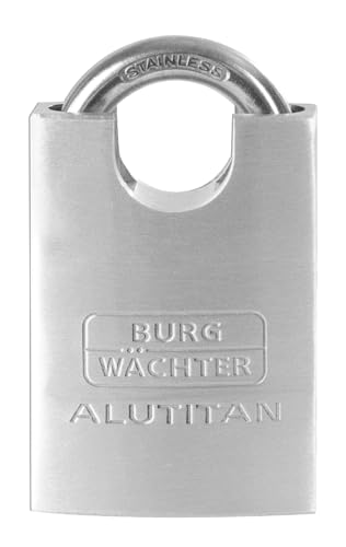 BURG-WÄCHTER Alutitan 770 CS 50 - Candado con 2 llaves (8 mm de grosor, cuerpo de aluminio macizo, interior inoxidable, doble bloqueo)