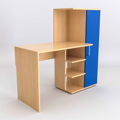 Image of Engineered Wood Office & Study Table for Study Room /Office /Work from Home || Engineered Wood Study Table || Freestanding || (Cream & Blue) |
