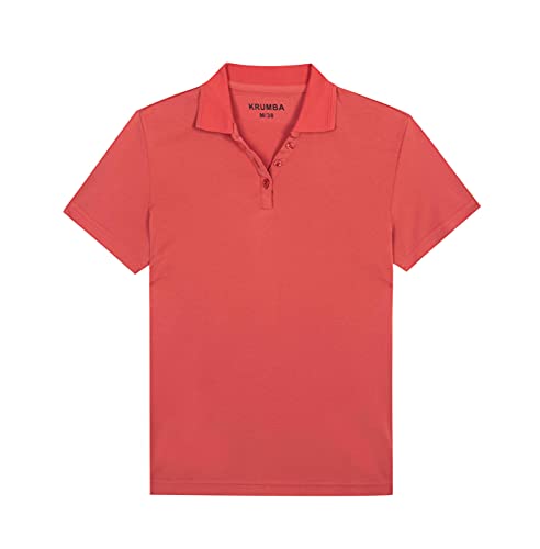 Krumba Mujer Botón Corto Manga Modal Respirable Polo Camisa Rojo XL Cover