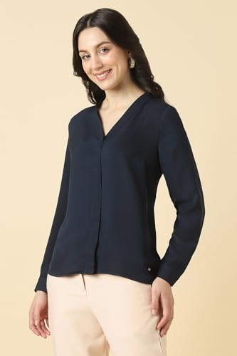 Image of Allen Solly Women's V-Neck Top | Full Sleeve | Regular Fit | Soft Comfortable Fabric | Everyday Casual Essential