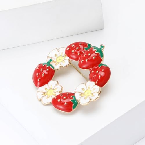 Image of WCRAZYE Red Strawberry Brooch Pin for Women Girls Cute Enamel Fruit Brooches Badges for Clothing Backpacks Bag Fashion Brooches Plant Lapel Pin Accessories Jewelry Gift